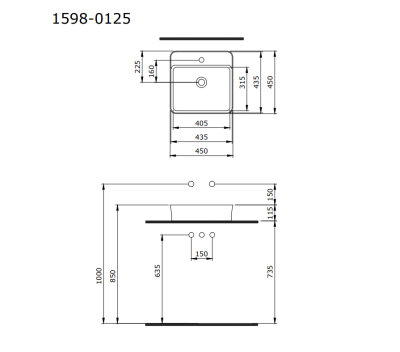 Bocchi Slim Line Kare Lavabo 45x45 cm Mat Kahve - 4