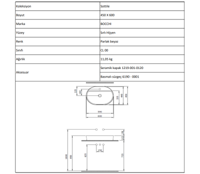 Bocchi Slim Line Oval 60x45 cm Mat Gri - 3