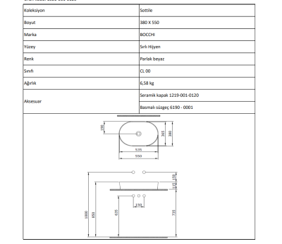 Bocchi Slim Line Oval Lavabo 55x38 cm Mat Beton - 4