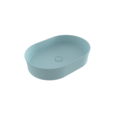 Bocchi Slim Line Oval Lavabo 55x38 cm Mat Buz Mavisi - 2