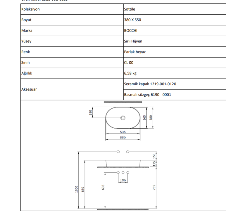 Bocchi Slim Line Oval Lavabo 55x38 cm Mat Kaşmir - Bocchi (1)
