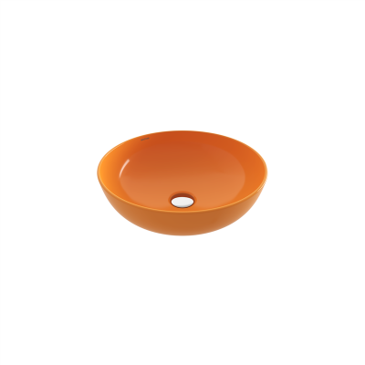 Bocchi Slim Line Yuvarlak Lavabo 38 cm Parlak Mandalina Sarısı - 3