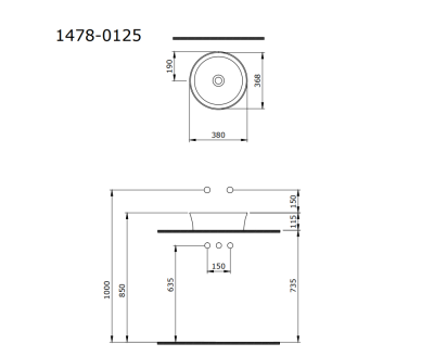 Bocchi Slim Line Yuvarlak lavabo 38 cm P.Burgonya Bordosu - 4