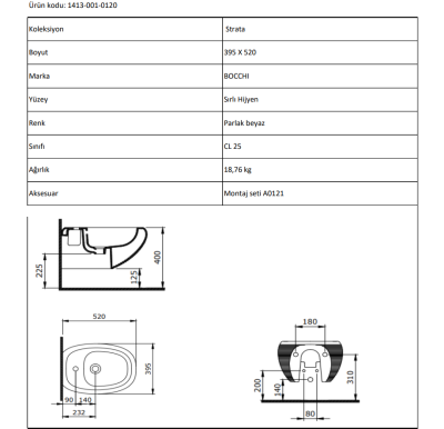 Bocchi Strata Asma Bide Mat Antrasit - 4
