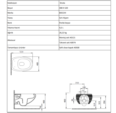Bocchi Strata Asma Rimless Klozet Parlak Siyah (Klozet Kapağı Hariçtir) - 4