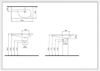 Bocchi Taormina Arch 86 cm Etajerli Lavabo Parlak Beyaz - 4