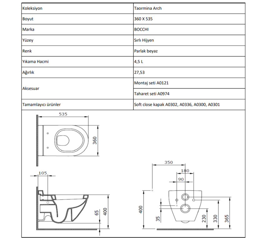 Bocchi Taormina Arch Asma Klozet Mat Siyah (Klozet Kapağı Hariçtir) - Bocchi (1)