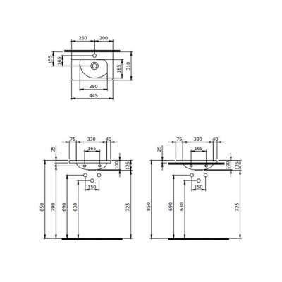 Bocchi Taormina Arch Parlak Beyaz 45 cm Etajerli Lavabo - 4