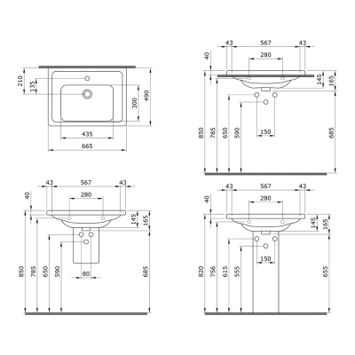 Bocchi Taormina Pro Etajerli Lavabo 66 cm - 4