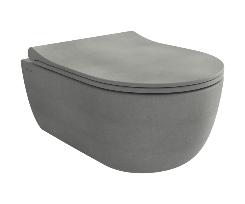 Bocchi V Tondo Rimless Kısa Asma Klozet Mat Beton (Klozet Kapağı Hariçtir) - Bocchi