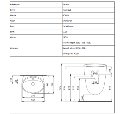 Bocchi Venezia Asma Monoblok Lavabo Mat Beton - 4