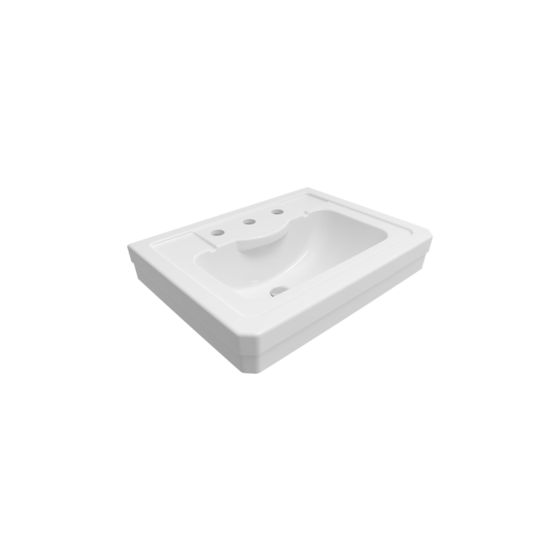 Bocchi Verona 61 cm Üç Delikli Parlak Beyaz Lavabo - Bocchi (1)