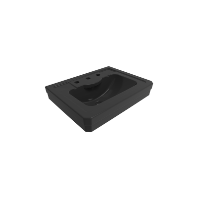 Bocchi Verona 61 cm Üç Delikli Parlak Siyah Lavabo - 1