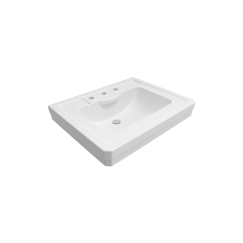 Bocchi Verona 71 cm Üç Delikli Parlak Beyaz Lavabo - Bocchi (1)