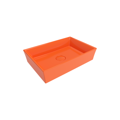 Bocchi Vessel 56 cm Dikdörtgen Parlak Turuncu Lavabo - 1