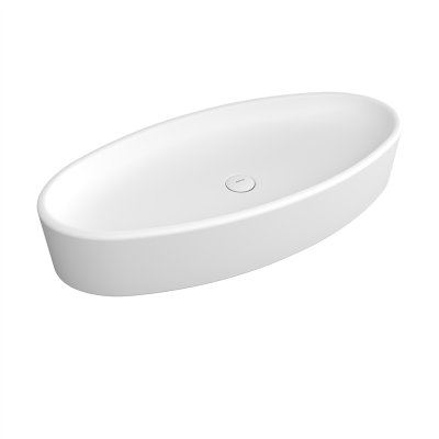 Bocchi Vessel Elips Çanak Lavabo 85 cm Mat Beyaz - 2