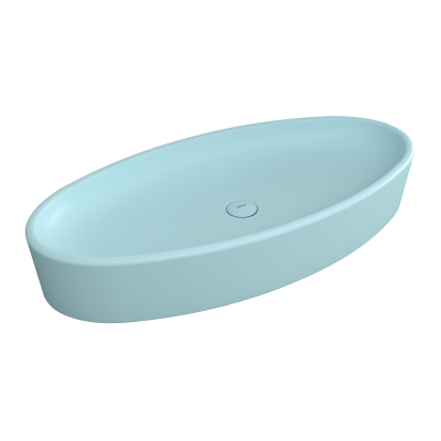 Bocchi Vessel Elips Çanak Lavabo 85 cm Mat Buz Mavisi - 1