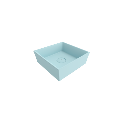 Bocchi Vessel Kare Tezgah Üstü Lavabo 38 cm Mat Buz Mavisi - 1