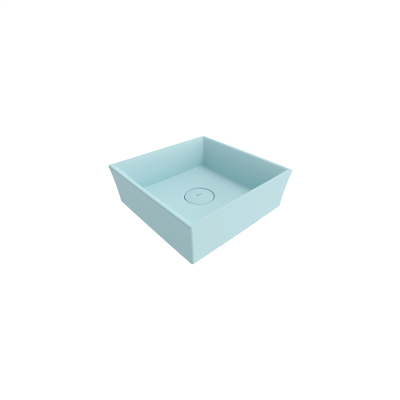 Bocchi Vessel Kare Tezgah Üstü Lavabo 38 cm Mat Buz Mavisi - 2