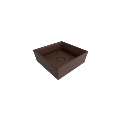Bocchi Vessel Kare Tezgah Üstü Lavabo 38 cm Mat Kahve - 3