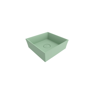 Bocchi Vessel Kare Tezgah Üstü Lavabo 38 cm Mat Mint Yeşil - 1