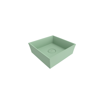 Bocchi Vessel Kare Tezgah Üstü Lavabo 38 cm Mat Mint Yeşil - 2