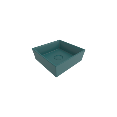 Bocchi Vessel Kare Tezgah Üstü Lavabo 38 cm Mat Petrol Mavisi - 3
