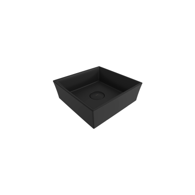 Bocchi Vessel Kare Tezgah Üstü Lavabo 38 cm Mat Siyah - 1