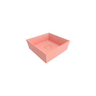 Bocchi Vessel Kare Tezgah Üstü Lavabo 38 cm Mat Somon - 3