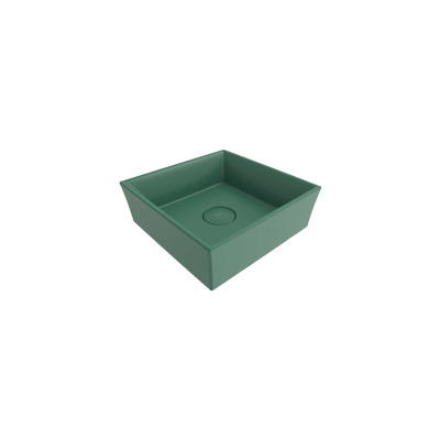 Bocchi Vessel Kare Tezgah Üstü Lavabo 38 cm Mat Yeşil - 2