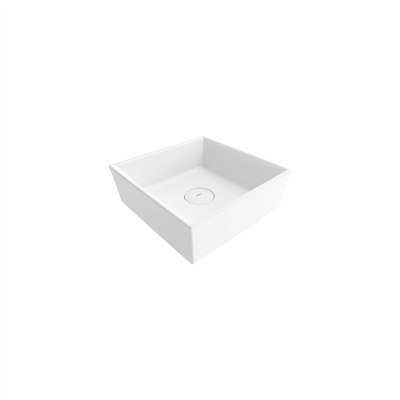 Bocchi Vessel Kare Tezgah Üstü Lavabo 38 cm Parlak Beyaz - 3