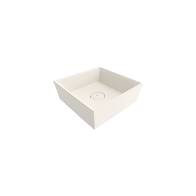 Bocchi Vessel Kare Tezgah Üstü Lavabo 38 cm Parlak Bisküvi - 1