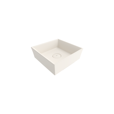 Bocchi Vessel Kare Tezgah Üstü Lavabo 38 cm Parlak Bisküvi - 2