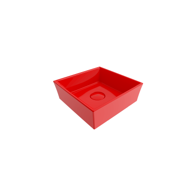 Bocchi Vessel Kare Tezgah Üstü Lavabo 38 cm Parlak Kırmızı - 1
