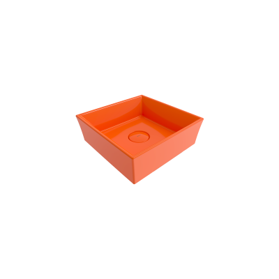 Bocchi Vessel Kare Tezgah Üstü Lavabo 38 cm Parlak Turuncu - 1