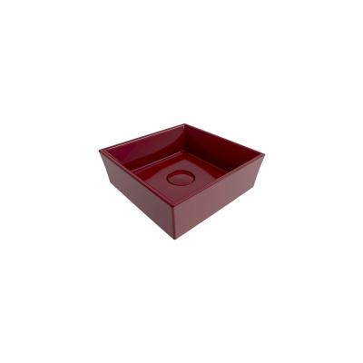 Bocchi Vessel Kare Tezgah Üstü Lavabo 38 cm P.Burgonya Bordosu - 2
