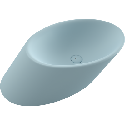 Bocchi Vessel Yatay Çanak Lavabo 72 cm Mat Buz Mavisi - 2
