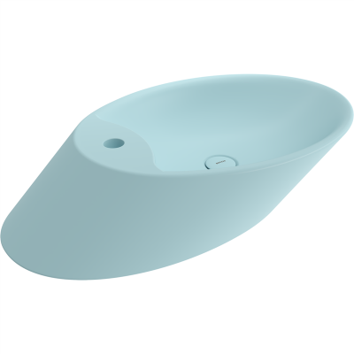 Bocchi Vessel Yatay Çanak Lavabo 72 cm Mat Buz Mavisi - 2
