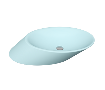 Bocchi Vessel Yatay Çanak Lavabo 72 cm Mat Buz Mavisi - 1