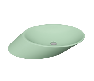 Bocchi Vessel Yatay Çanak Lavabo 72 cm Mat Mint Yeşil - 1