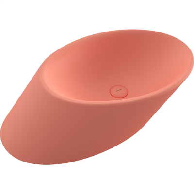 Bocchi Vessel Yatay Çanak Lavabo 72 cm Mat Somon - 3