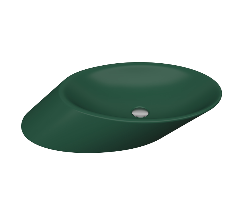 Bocchi Vessel Yatay Çanak Lavabo 72 cm Mat Yeşil - Bocchi