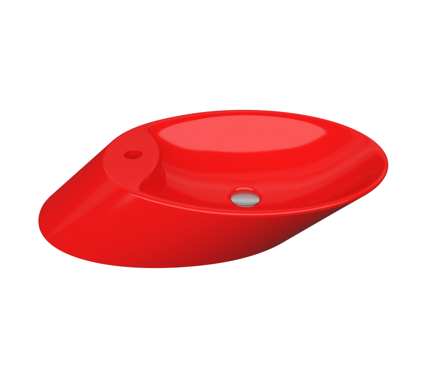 Bocchi Vessel Yatay Çanak Lavabo 72 cm Parlak Kırmızı - Bocchi