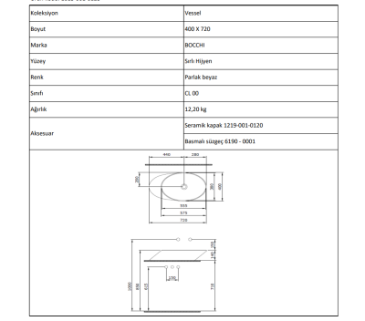 Bocchi Vessel Yatay Çanak Lavabo 72 cm Parlak Turuncu - 4