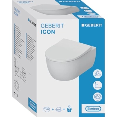 Geberit iCon Asma Klozet Seti Rimfree 53 cm, Beyaz - 2