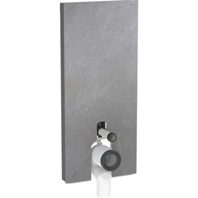 Geberit Monolith Plus zemine monte klozet rezervuar modülü, 114 cm, keramik ön kaplama:Ön kaplama: arduvaz görünümlü keramik, Yan kaplama: alüminyum siyah krom - 1