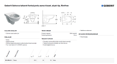 Geberit Selnova Rimfree asma klozet, 53 cm - 6