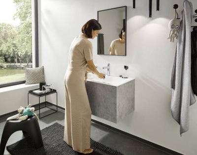 HansGrohe Finoris Tek Kollu Lavabo Bataryası 100, Bas - Aç Gider Seti İle - 76010000 - 2