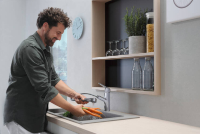 HansGrohe Focus M42 Tek Kollu Eviye Bataryası 150, Çekilebilir Gaga, 1Jet - 71814000 - 2
