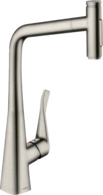 HansGrohe Metris Select M71 Tek Kollu Eviye Bataryası 320, Çekilebilir El Duşu, 2Jet, Sbox - 73816800 - 1